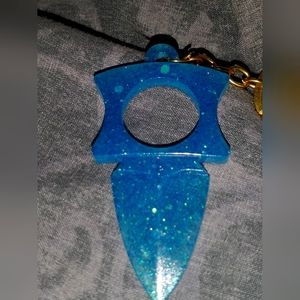 Small blue glitter self defense keychain